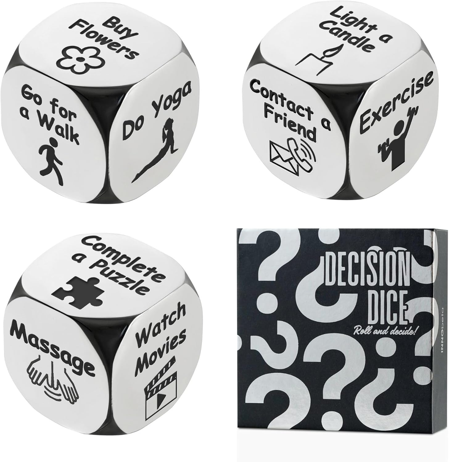 INNObeta Self Care Gifts for Women/Men, 3 PCS Self Care Decision Dice Gifts, Positive Affirmation Gifts, Health Wellness Gifts, Motivation Gifts