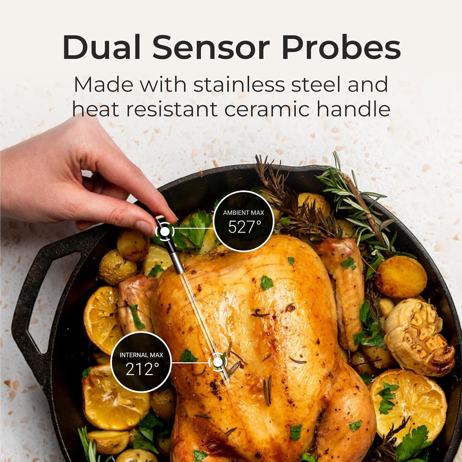 MEATER Plus: Smart Bluetooth Wireless Meat Thermometer Digital | BBQ, Grill, Oven, Smoker, Air Fryer, Kitchen | Perfect for Steak, Chicken, Turkey, and More | 50+ Recipes in App