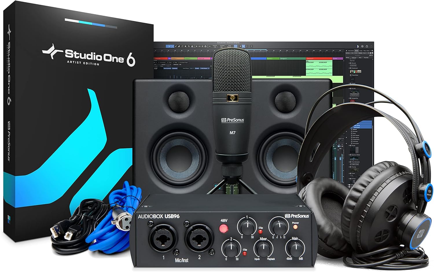 PreSonus AudioBox 96 25th Anniversary Studio Ultimate Bundle Complete Recording Kit with Studio One Artist DAW Software