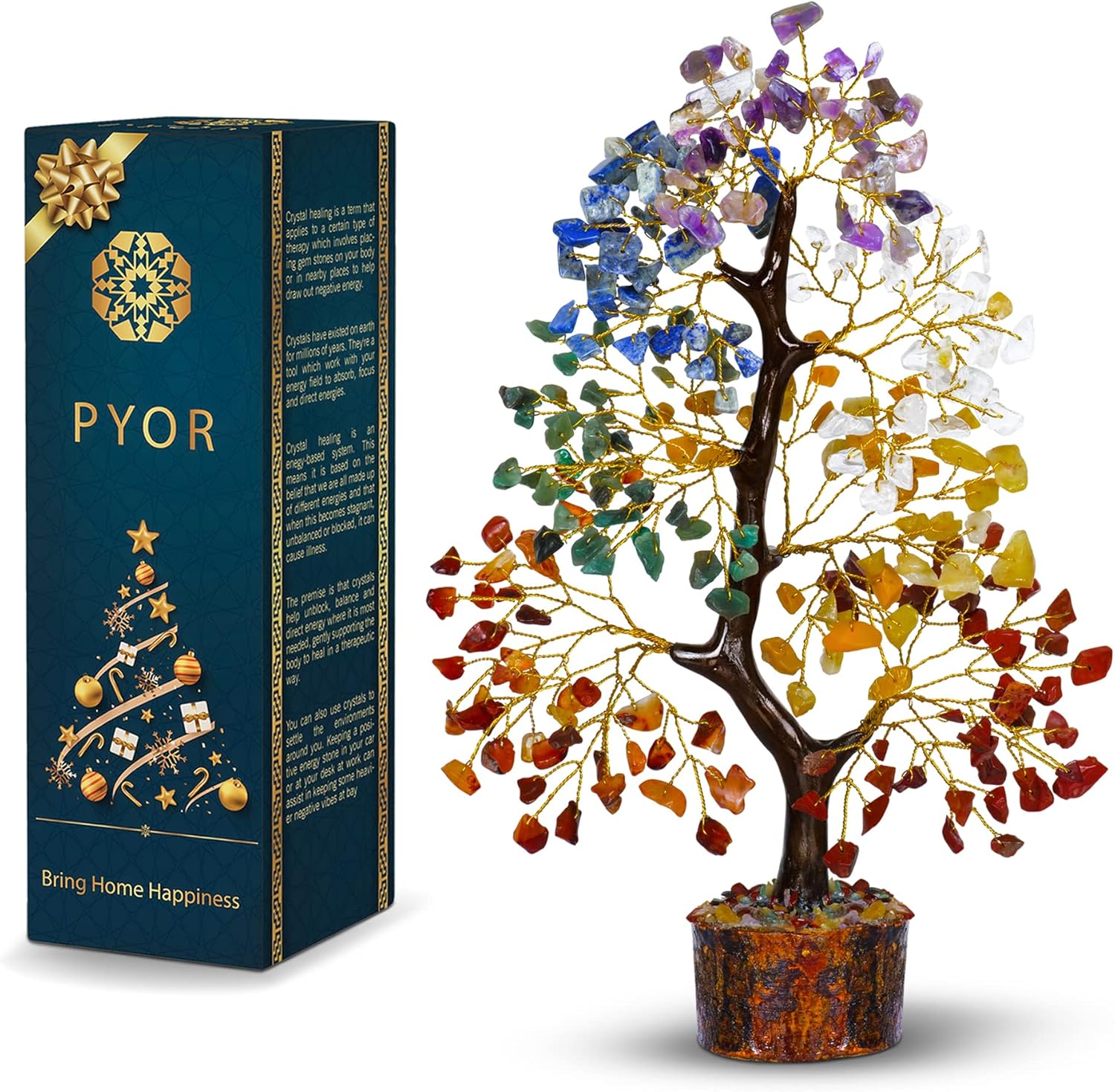 PYOR 7 Chakra Tree of Life, Crystals, Gifts for Women, Crystal Tree, Money Tree, Crystals and Healing Stones, Birthday Gifts for Women, Home Decor, Office Decor, Crystal Tree for Positive Energy