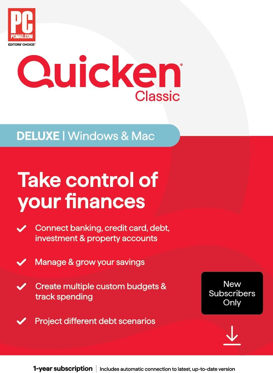 Quicken Classic Deluxe for New Subscribers| 1 Year [PC/Mac Online Code]