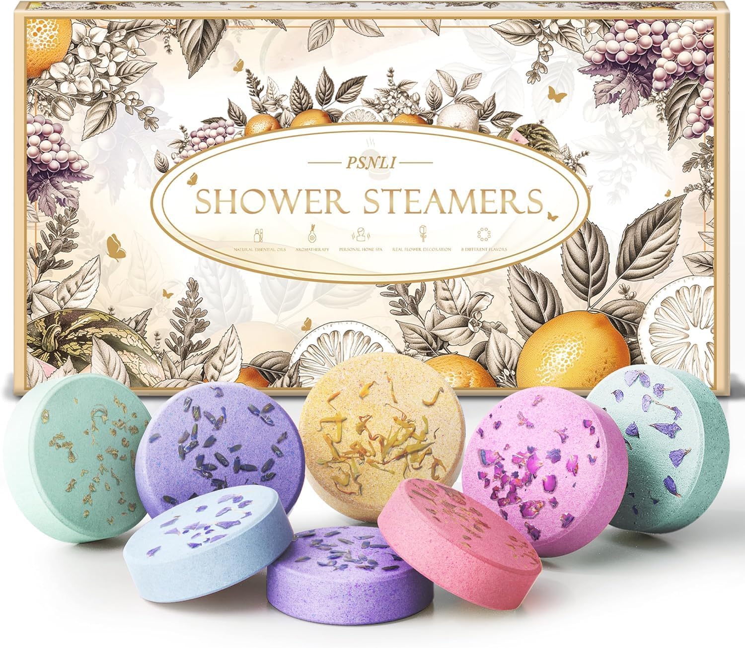 Shower Steamers Aromatherapy Stocking Stuffers 8 Scents, Christmas Gifts for Women Elegant Packaging Birthdays Gifts for Mom, Lavender Natural Essential Oil Home Spa Self Care  Relaxing