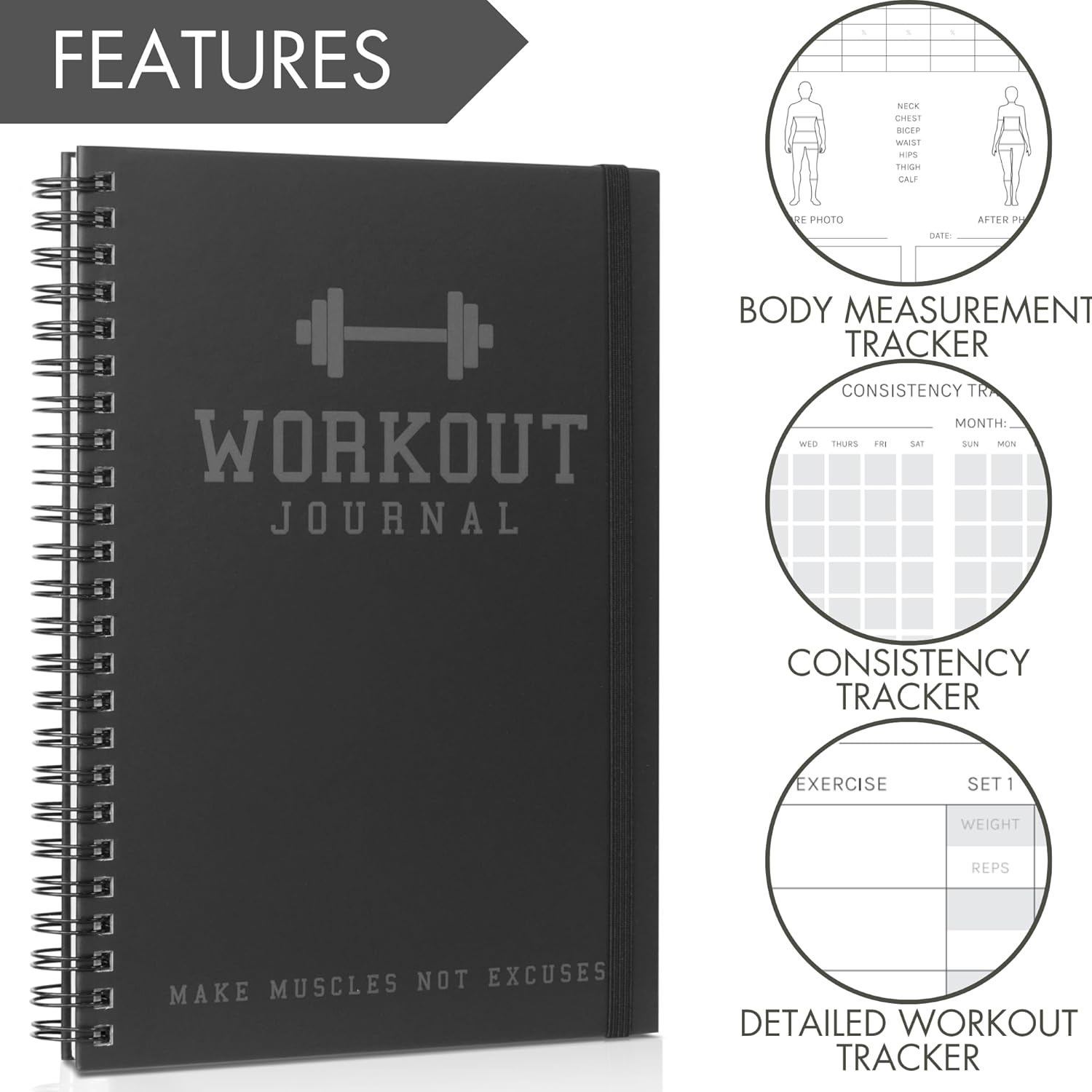 The Ultimate Fitness Journal for Tracking and Crushing Your Gym Goals - Detailed Workout Planner  Log Book For Men and Women - Great Gym Accessories With Calendar, Nutrition  Progress Tracker