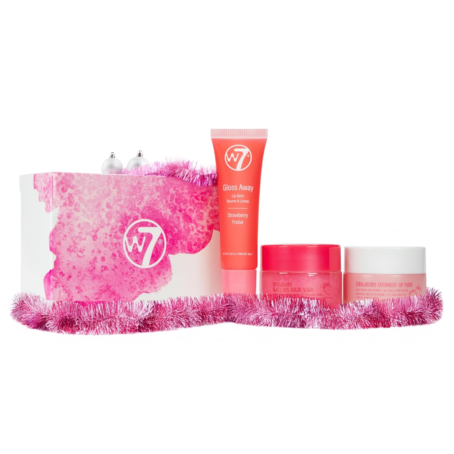 W7 Sweet Dreams Lip Care Trio - 3 Piece Gift Set - Overnight Lip Mask, Lip Balm  Lip Scrub - Strawberry