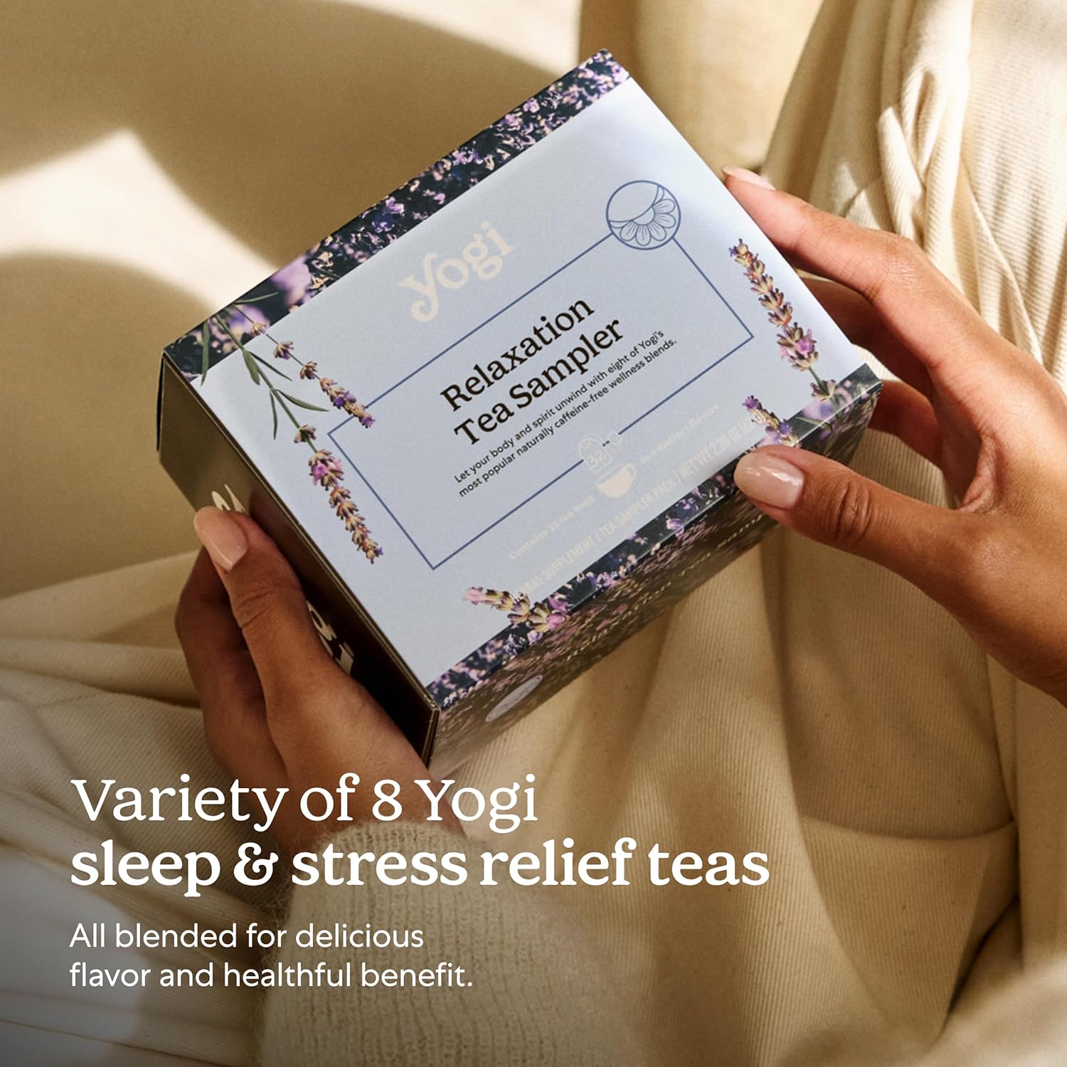 Yogi Tea Relaxation Sampler - Stress Relief Sleep Tea - 8 Herbal Teas 32 Tea Bags - Wellness Tea - Caffeine Free - Tea Sampler Gift Set  Variety Pack