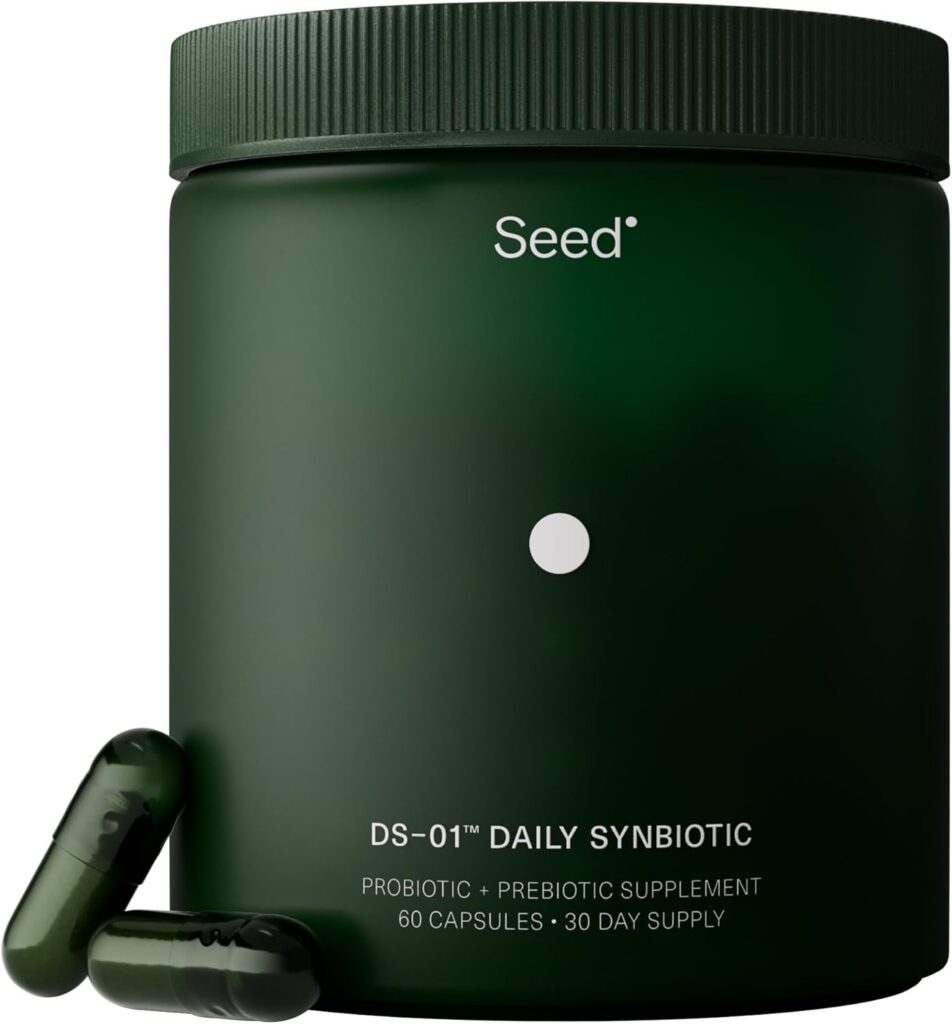 Seed DS-01 Daily Synbiotic - Prebiotic and Probiotic for Women  Men - Digestive Health, Gut Health, Immune Support, Bloating  Constipation Relief - Vegan  Shelf-Stable - 60 Capsules (30-Day Supply)