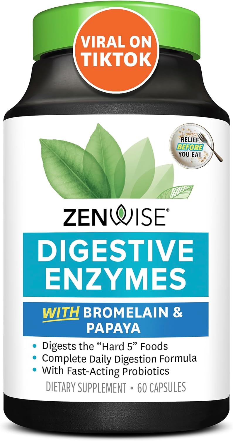 Zenwise Health Digestive Enzymes for Gut Health - Probiotic Multi Enzymes with Prebiotics and Probiotics for Women and Men for Digestive Health and Bloating Relief, Daily Enzymes for Digestion -60 CT